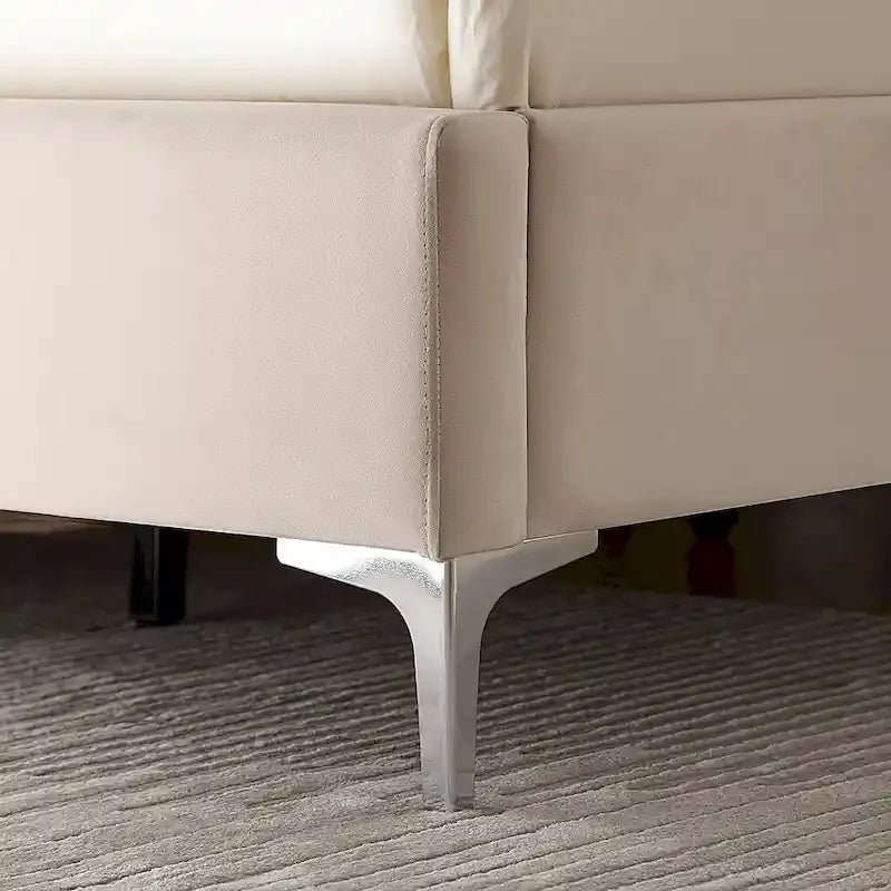 Morden Fort King Size Velvet Upholstered Platform Bed Frame with 6 inches Metal Legs