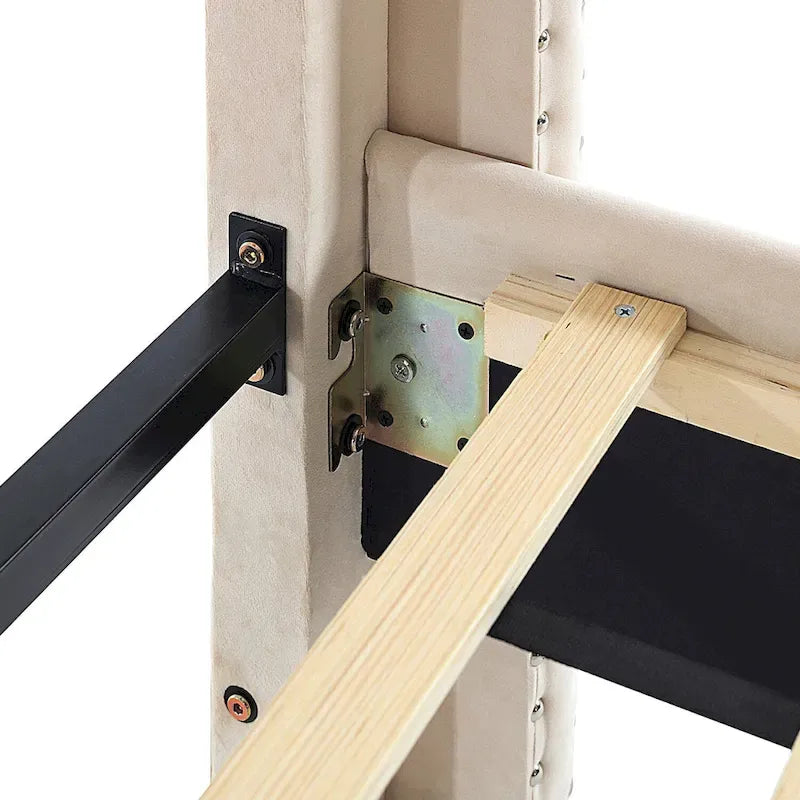 Morden Fort King Size Velvet Upholstered Platform Bed Frame with 6 inches Metal Legs