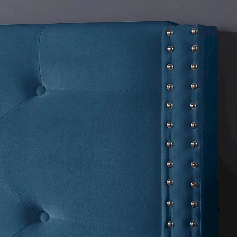 Morden Fort King Size Velvet Upholstered Platform Bed Frame with 6 inches Metal Legs