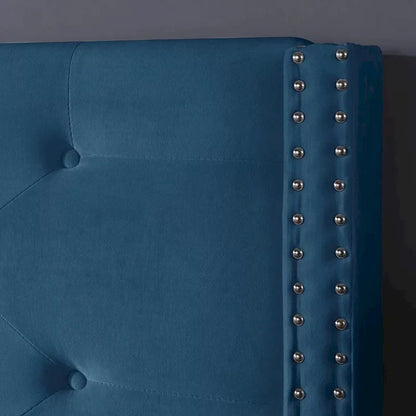 Morden Fort King Size Velvet Upholstered Platform Bed Frame with 6 inches Metal Legs