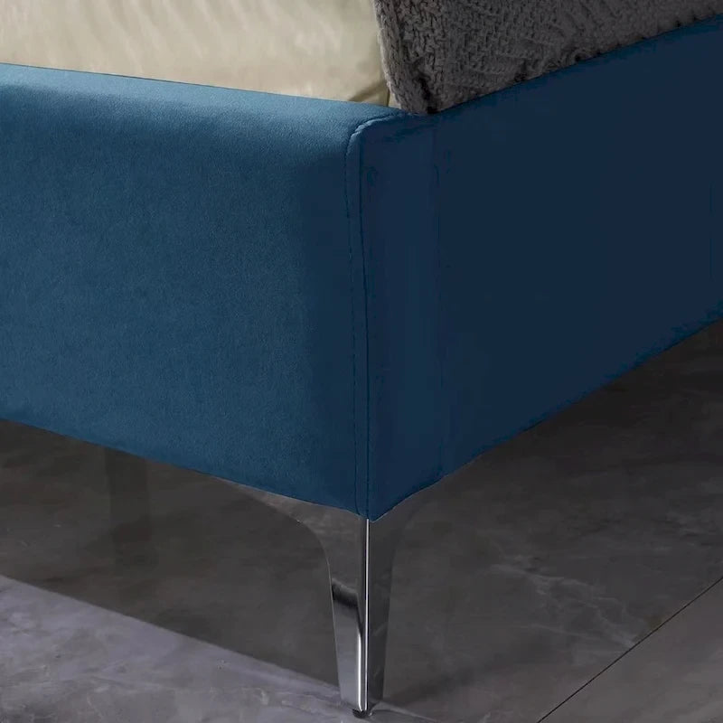 Morden Fort King Size Velvet Upholstered Platform Bed Frame with 6 inches Metal Legs