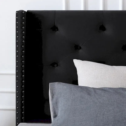 Morden Fort King Size Velvet Upholstered Platform Bed Frame with 6 inches Metal Legs