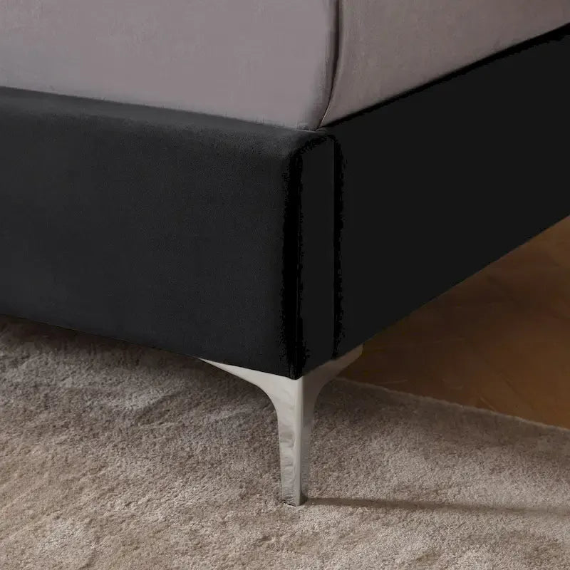 Morden Fort King Size Velvet Upholstered Platform Bed Frame with 6 inches Metal Legs
