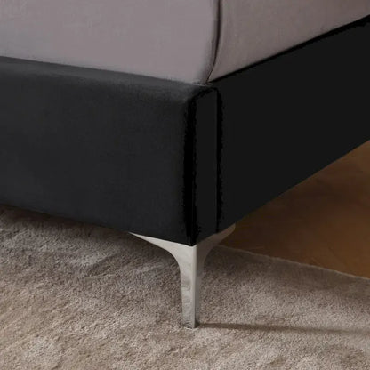 Morden Fort King Size Velvet Upholstered Platform Bed Frame with 6 inches Metal Legs