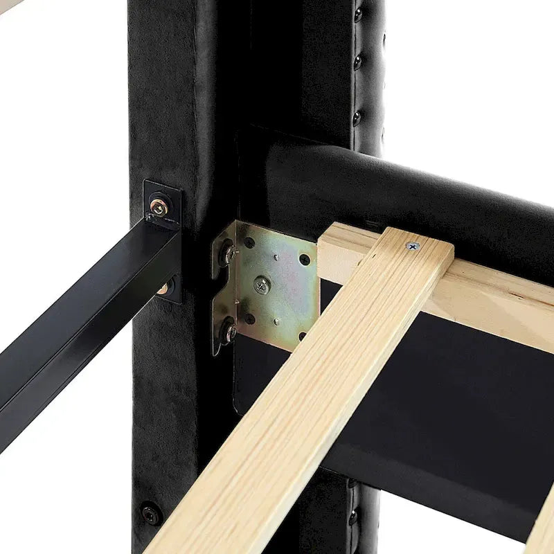 Morden Fort King Size Velvet Upholstered Platform Bed Frame with 6 inches Metal Legs