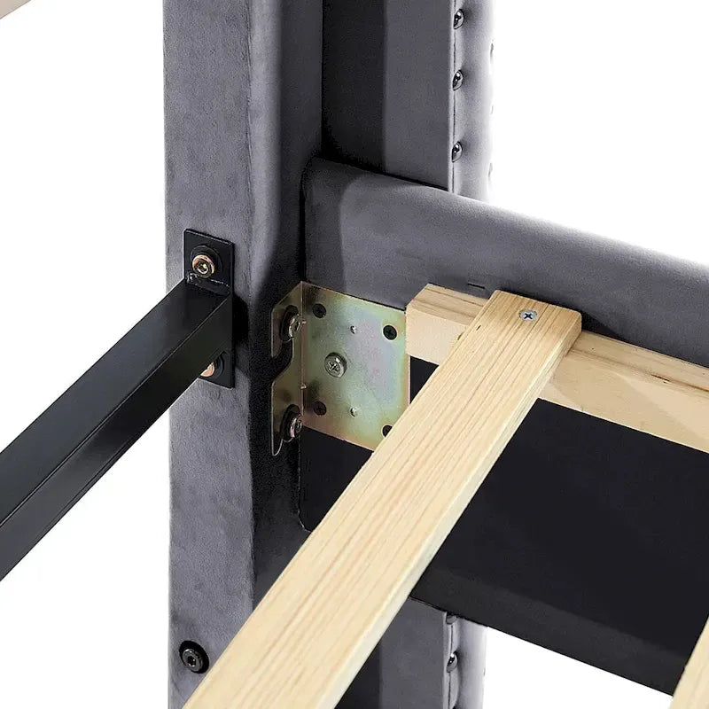 Morden Fort King Size Velvet Upholstered Platform Bed Frame with 6 inches Metal Legs