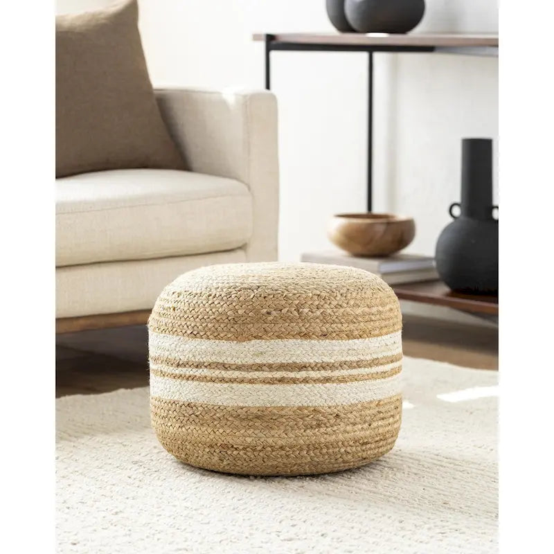 Livabliss Mallows Farmhouse Stripe Pouf