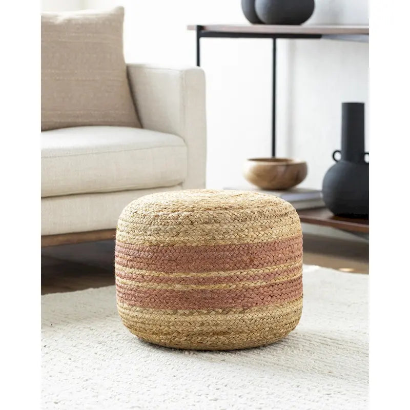 Livabliss Mallows Farmhouse Stripe Pouf