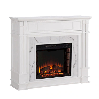 SEI Furniture Occom Electric Fireplace with Faux Marble Mantel with Media Storage