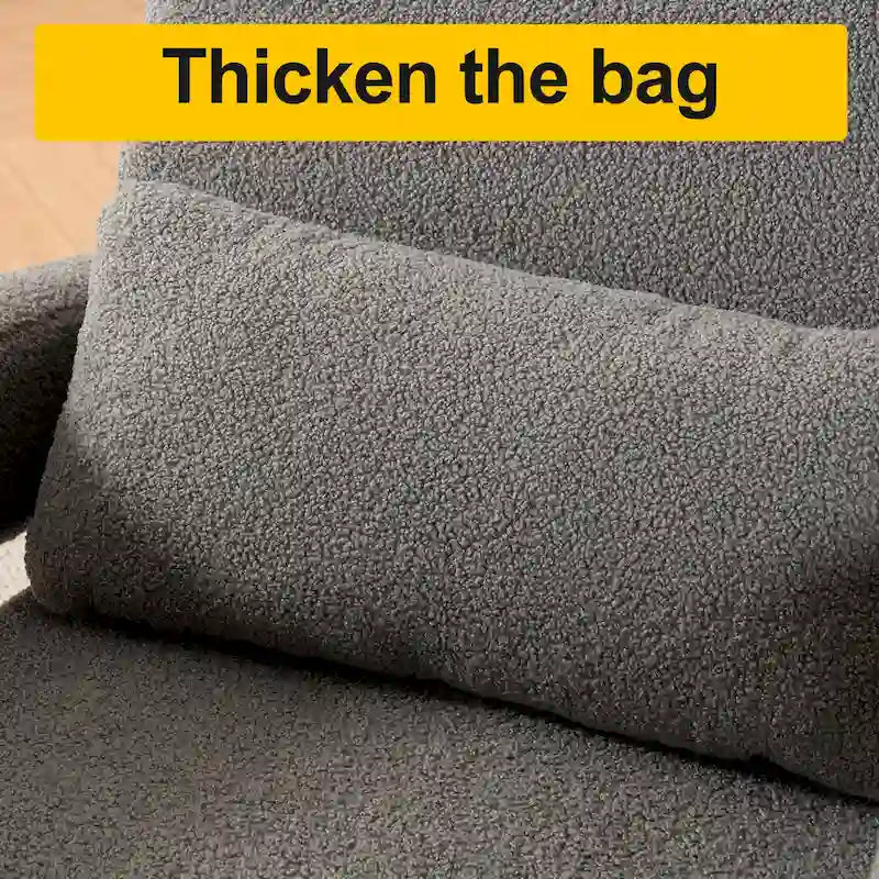 Cozy white Teddy Fabric Armchair - Modern Sturdy Lounge Chair with Curved Arms and Thick Cushioning for Plush Comfort