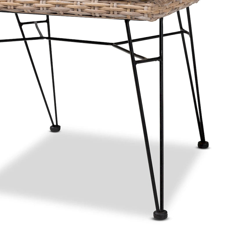 Nafaro Bohemian Rattan/ Metal 2-Piece Dining Chair Set with Cushion