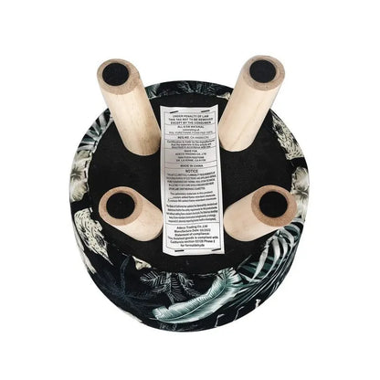 Adeco Modern Round Ottoman Foot Rest Footstool Velvet Fabric Padded