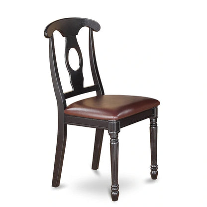 East West Furniture Dining Table Set- a Round Kitchen Table and Faux Leather Dinette Chairs, Black & Cherry (Pieces Option)