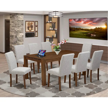 East West Furniture Dining Table Set- a Wood Kitchen Table and 4 Doeskin Linen Fabric Dining Chairs, Natural (Pieces Options)