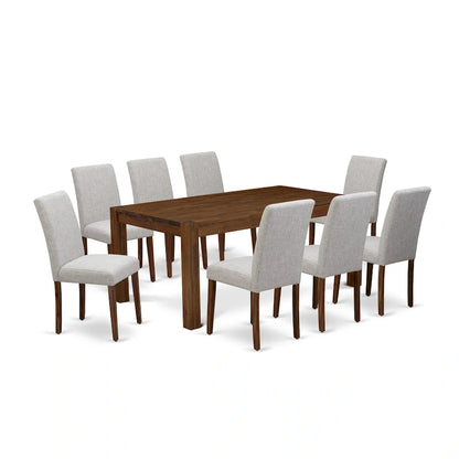 East West Furniture Dining Table Set- a Wood Kitchen Table and 4 Doeskin Linen Fabric Dining Chairs, Natural (Pieces Options)
