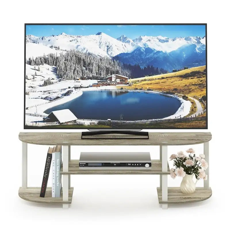 Furinno 11058 Turn-S-Tube Wide TV Entertainment Center, Sonoma Oak/White
