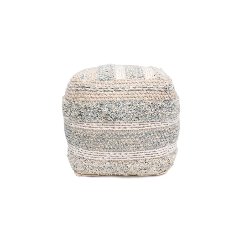Pasargad Home Grandcanyon Braided Cotton Pouf, 20 Beige