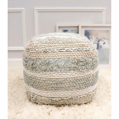 Pasargad Home Grandcanyon Braided Cotton Pouf, 20 Beige