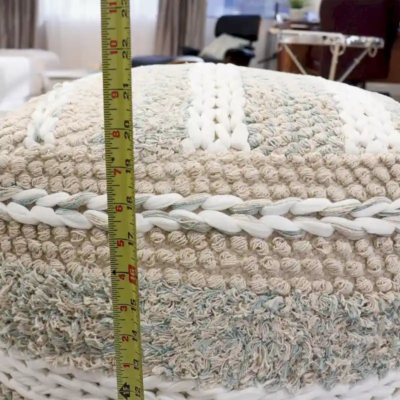 Pasargad Home Grandcanyon Braided Cotton Pouf, 20 Beige