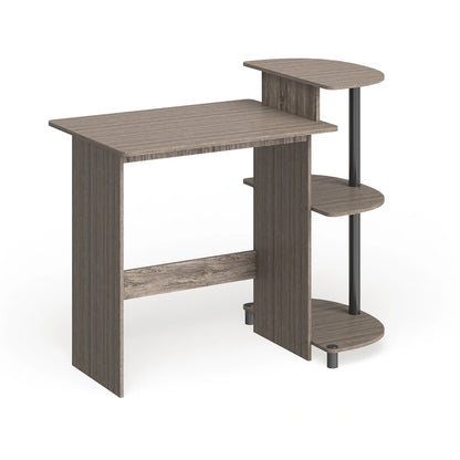 Porch & Den Baruch Compact Modern Wood Computer Desk with Shelves