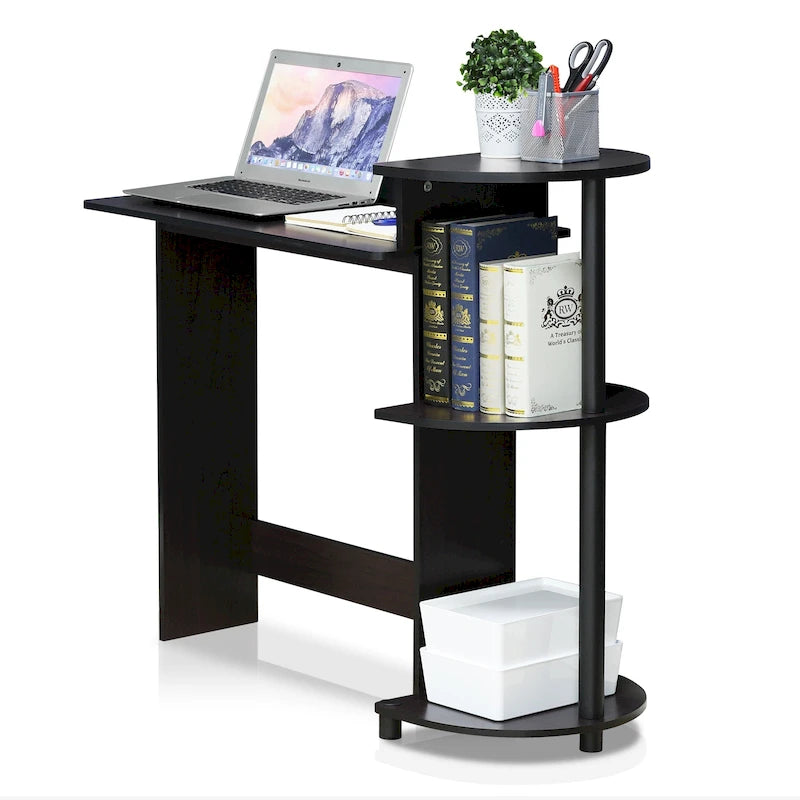 Porch & Den Baruch Compact Modern Wood Computer Desk with Shelves