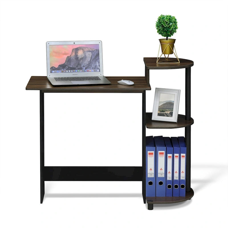 Porch & Den Baruch Compact Modern Wood Computer Desk with Shelves