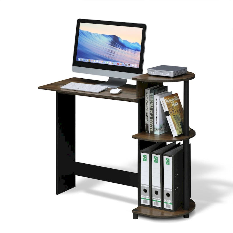 Porch & Den Baruch Compact Modern Wood Computer Desk with Shelves