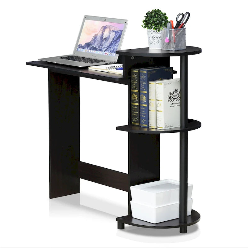 Porch & Den Baruch Compact Modern Wood Computer Desk with Shelves