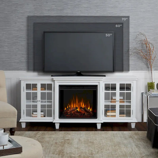 Marlowe 70 TV Stand Electric Fireplace White by Real Flame