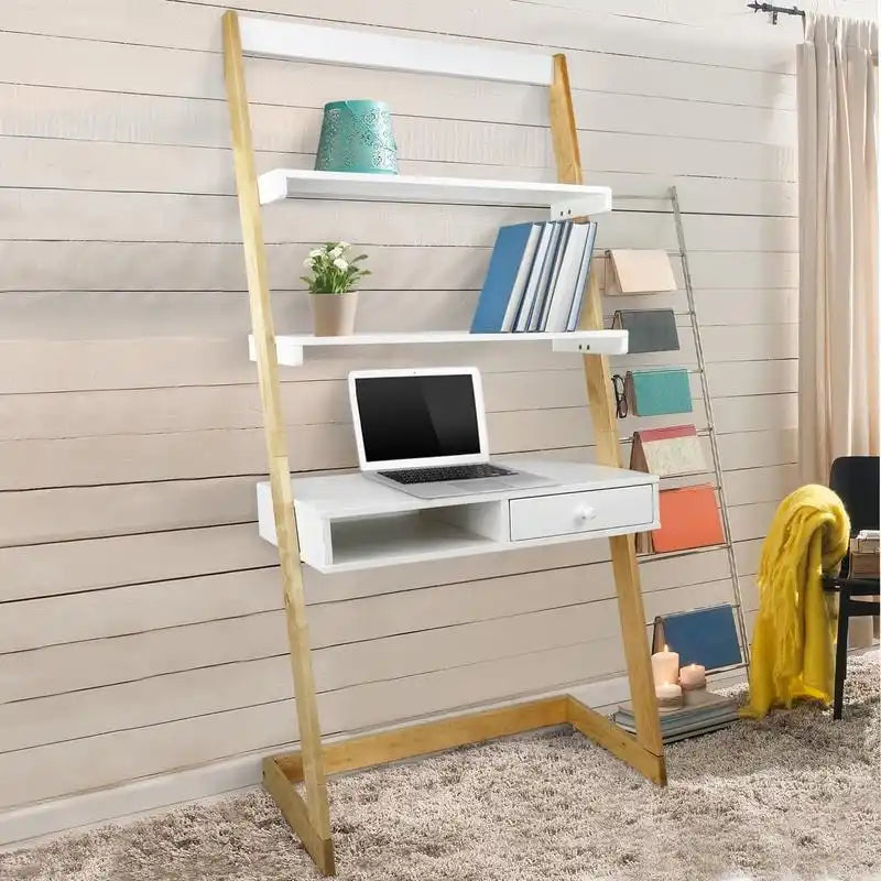 Freestanding Ladder Desk with Drawer with Solid American Hardwood