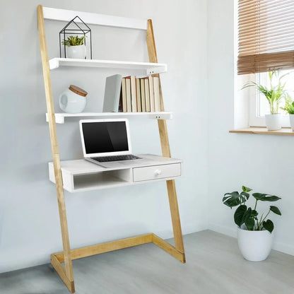 Freestanding Ladder Desk with Drawer with Solid American Hardwood