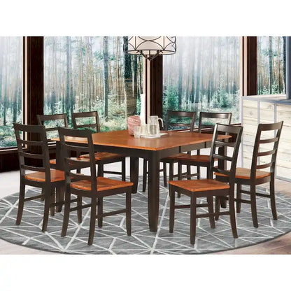 East West Furniture Dining Table Set Includes a Square Table with Butterfly Leaf and Dining Chairs (Chair Seat Type Options)