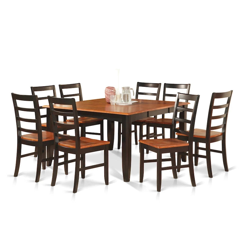 East West Furniture Dining Table Set Includes a Square Table with Butterfly Leaf and Dining Chairs (Chair Seat Type Options)