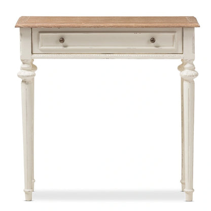 The Gray Barn Keene French Provincial Style Weathered Oak and White Wash Distressed Finish Wood Console Table