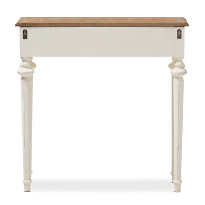 The Gray Barn Keene French Provincial Style Weathered Oak and White Wash Distressed Finish Wood Console Table