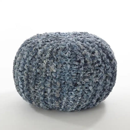 Denim Twisted Rope Pouf Ottoman