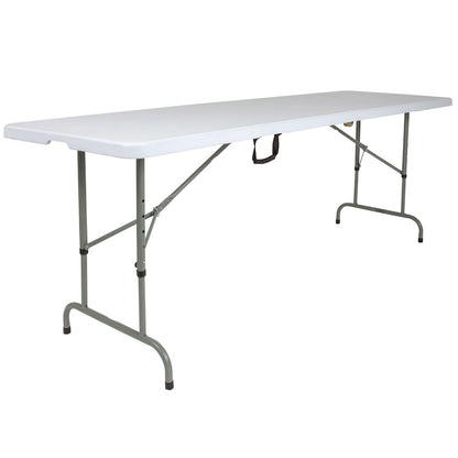 30W x 96L Adjustable Bi-Fold Granite White Plastic Table with Carrying Handle