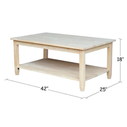 Solano Unfinished Solid Parawood Coffee Table