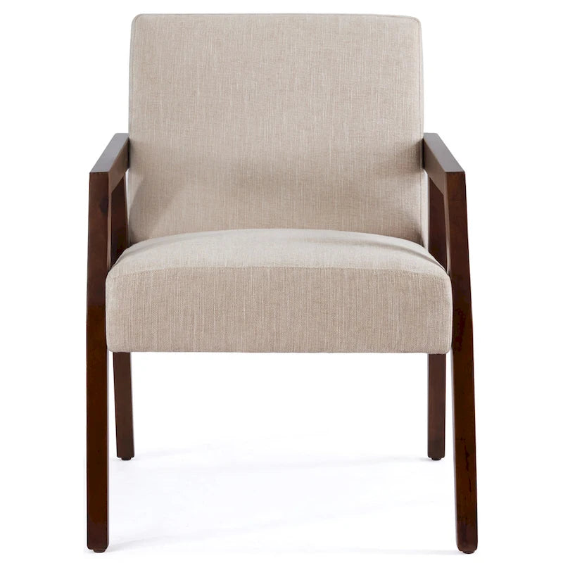 HUIMO Accent Armchair Solid Wooden Brownness/ White/ Blue Upholstered Mid-Century Modern Accent Chair for Living Room, Bedroom