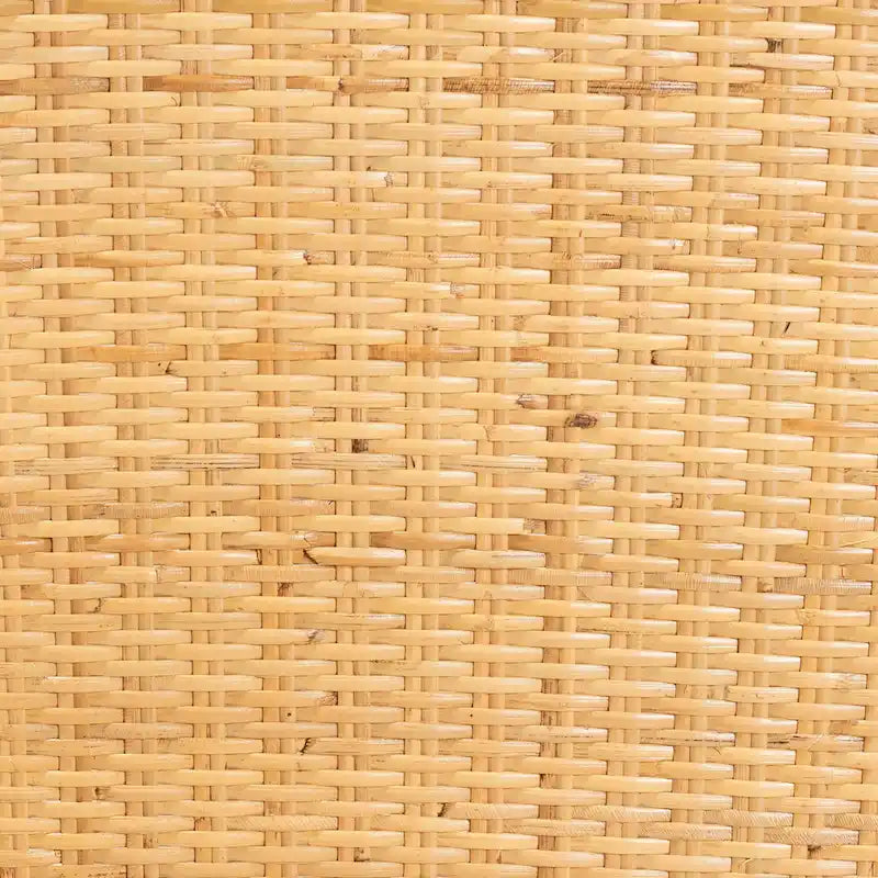 Monaco Modern Bohemian Oak Brown Finished Mahogany Wood and Natural Rattan Dining Chair