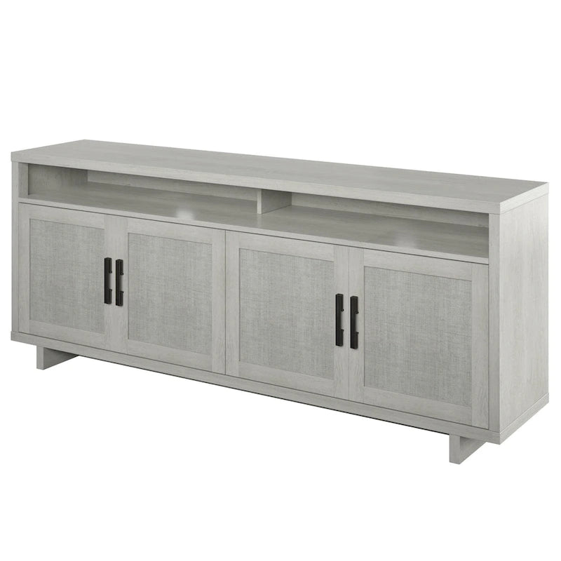 TV Stand for TVs up to 80 with Linen Doors