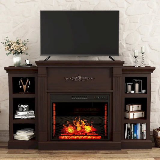70 Wood Classical Fireplace TV Stand with 28 Electric Fireplace