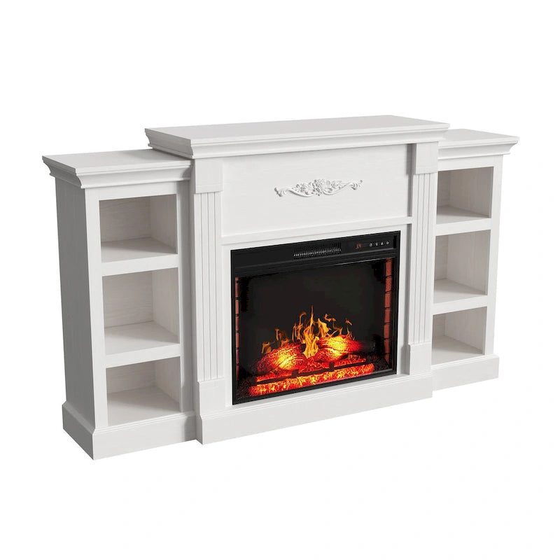 70 Wood Classical Fireplace TV Stand with 28 Electric Fireplace