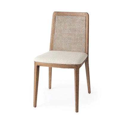 Clara Light Brown Wood Cream Seat Armless Dining Chair