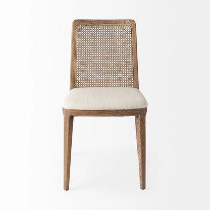 Clara Light Brown Wood Cream Seat Armless Dining Chair
