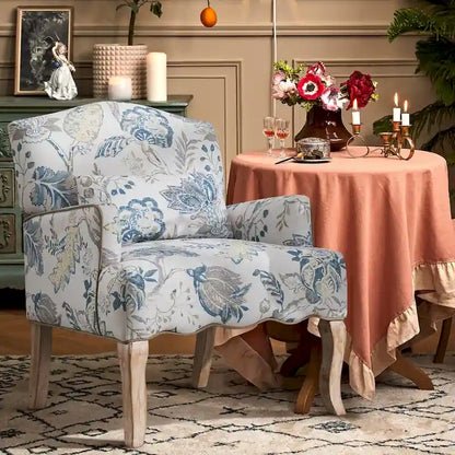 Upholstered French Country Single Sofa Reading Chairs with Pillow