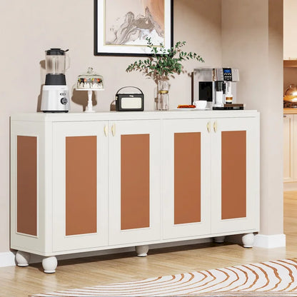 59-Inch 4-Door Sideboard Buffet Cabinet with Adjustable Shelves for Living Room Dining Room