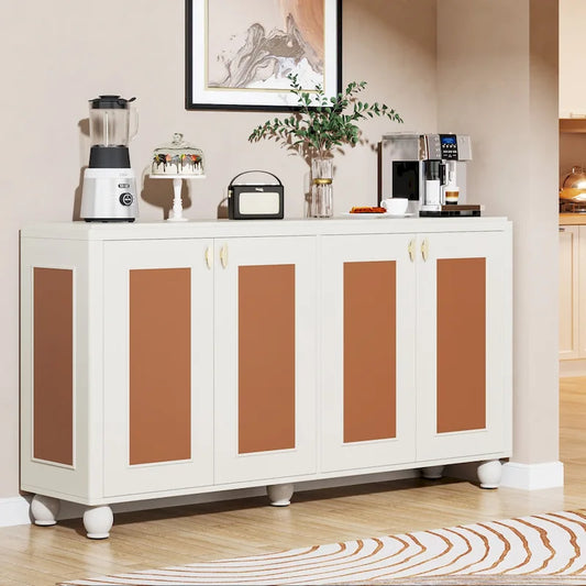 59-Inch 4-Door Sideboard Buffet Cabinet with Adjustable Shelves for Living Room Dining Room