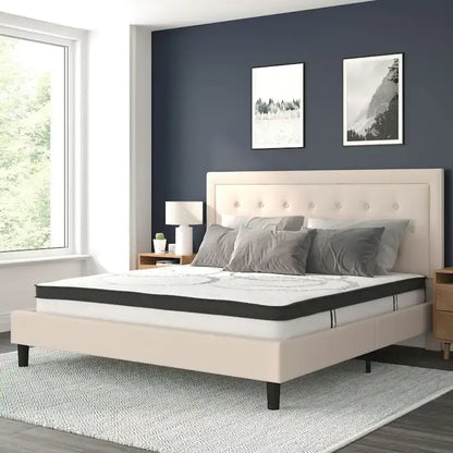 Tufted Platform Bed with 10in. Pocket Spring Mattress