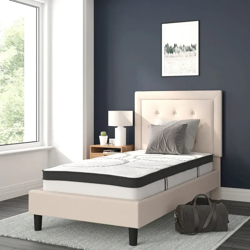 Tufted Platform Bed with 10in. Pocket Spring Mattress